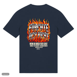 Fürchte dich nicht Flammen T-Shirt, Navy, Rückseite