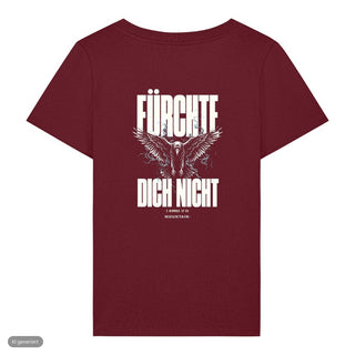 Fürchte dich nicht Rabe Frauenshirt, Burgunder, Rückseite