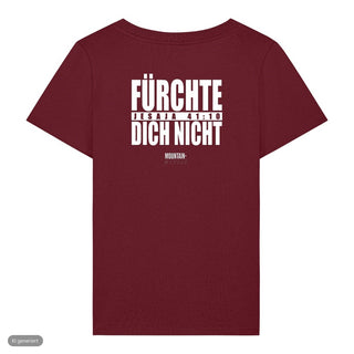 Fürchte dich nicht Typo Frauenshirt, Burgunder, Rückseite