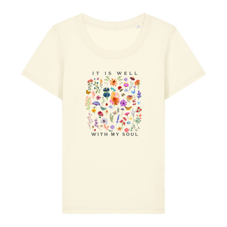 It is well (Flowers) Frauen Shirt Detailansicht, Mountain Movers christliche Streetwear