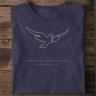 Fürchtet euch nicht Taube T-Shirt, Navy, Vorderseite