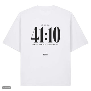 Jesaja 41:10 Heavy Oversized Shirt deutsch, Weiß, Rückseite