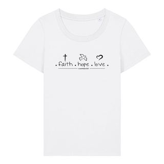 Faith Hope Love Frauen T-Shirt Variante, Mountain Movers christliches Design