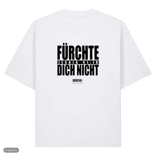 Fürchte dich nicht Typo Heavy Oversized Shirt, Weiß, Rückseite