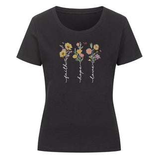 Faith Hope Love Flower Frauen T-Shirt