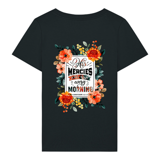 HIS MERCIES FRAUEN T-SHIRT BACK Variante, Mountain Movers christliches Design