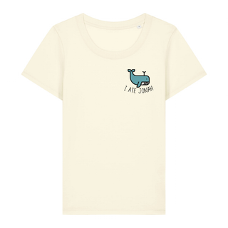 I ate Jonah Frauen T-Shirt Detailansicht, Mountain Movers christliche Streetwear