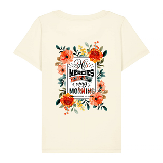 HIS MERCIES FRAUEN T-SHIRT BACK Detailansicht, Mountain Movers christliche Streetwear