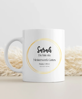 Meisterwerk Gottes Tasse Personalisierbar, Motivdetail