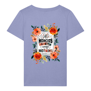 HIS MERCIES FRAUEN T-SHIRT BACK Detailansicht, Mountain Movers christliche Streetwear