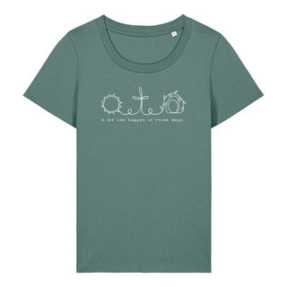 A lot can happen Frauen Shirt Detailansicht, Mountain Movers christliche Streetwear