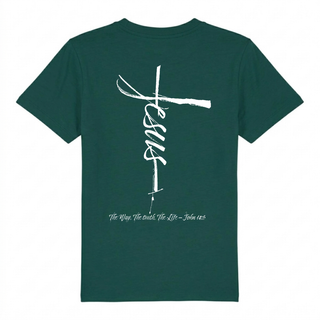 Jesus Cross Kinder T-Shirt Backprint