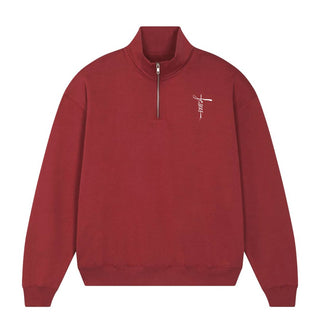 Jesus Cross Half Zip Sweater