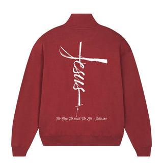 Jesus Cross Half Zip Sweater