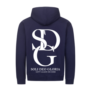 Soli deo Gloria Zipper Hoodie Backprint Detailansicht, Mountain Movers christliche Streetwear