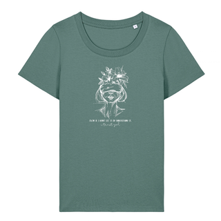 Trusting God Frauen T-Shirt Detailansicht, Mountain Movers christliche Streetwear