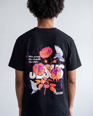 Jesus Flower Shirt Backprint, christliche Streetwear von Mountain Movers