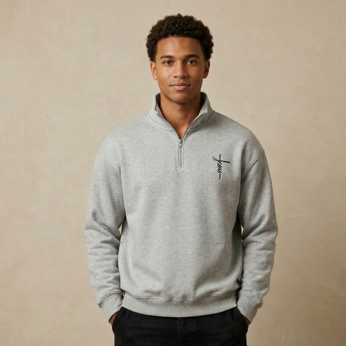 Jesus Cross Half Zip Sweater