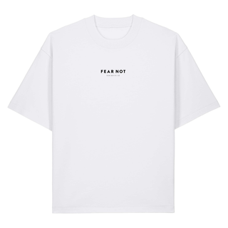 Do Not Fear Schild Heavy Oversized Shirt BackPrint, Weiß, Vorderseite