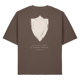 Do Not Fear Schild Heavy Oversized Shirt BackPrint, Mocha, Rückseite
