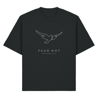 Fear Not Taube Matthäus 10:31 Heavy Oversized Shirt Chestprint, Schwarz, Vorderseite