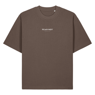 Fear Not Höhenlinien Heavy Oversized Shirt BackPrint, Mocha, Vorderseite