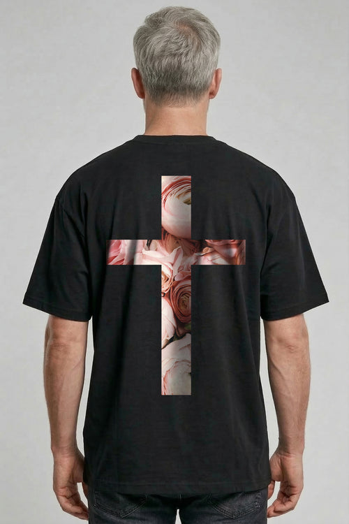 Rose oversized T-shirt met print op de achterkant