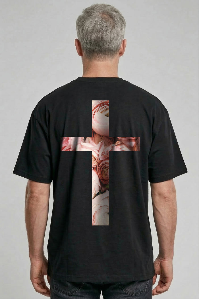 Rose oversized T-shirt met print op de achterkant
