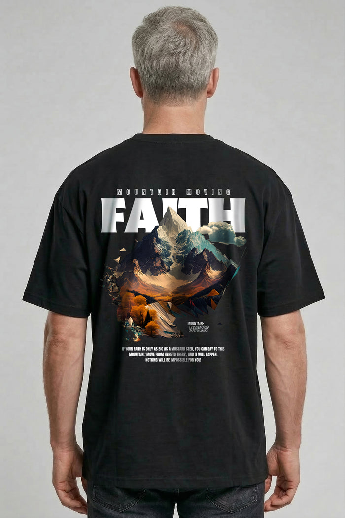 Mountain Moving Faith Oversized Shirt Back Print