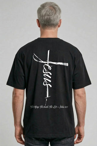 Jesus cross Front- und BackPrint Oversized Shirt, christliche Streetwear von Mountain Movers