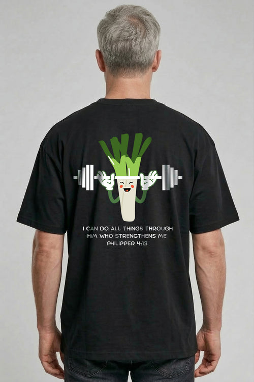 I can do all things leek gym oversize shirt backprint