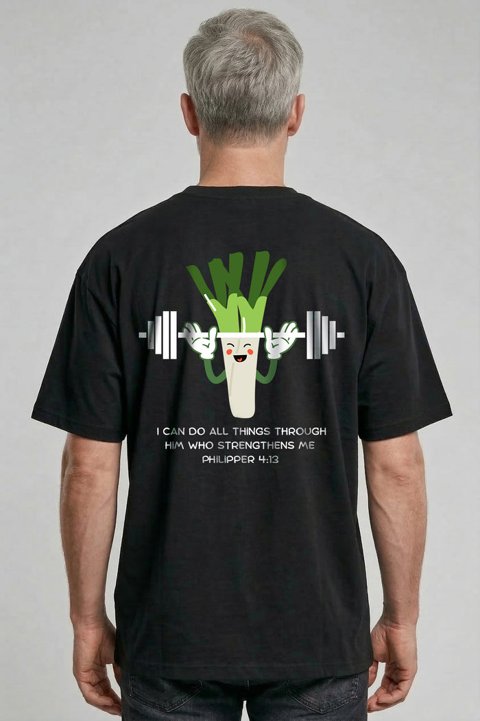 I can do all things leek gym oversize shirt backprint