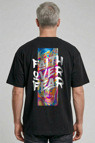 Faith over Fear Streetwear Oversized Shirt Backprint