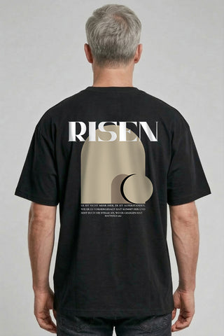 Risen Matthäus 28,6 Oversized Shirt BackPrint, christliche Streetwear von Mountain Movers