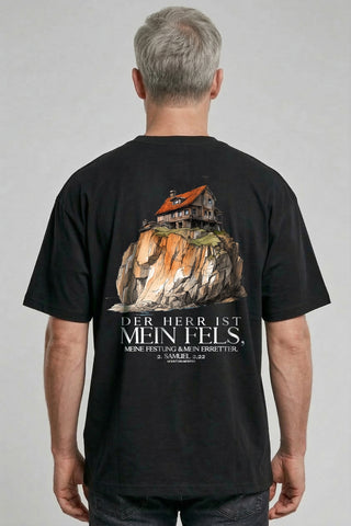 Der Herr ist mein Fels Oversized Shirt BackPrint im Lifestyle Look, Mountain Movers DACH