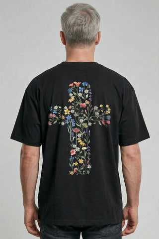 Flower Cross Oversized Shirt BackPrint im Lifestyle Look, Mountain Movers DACH