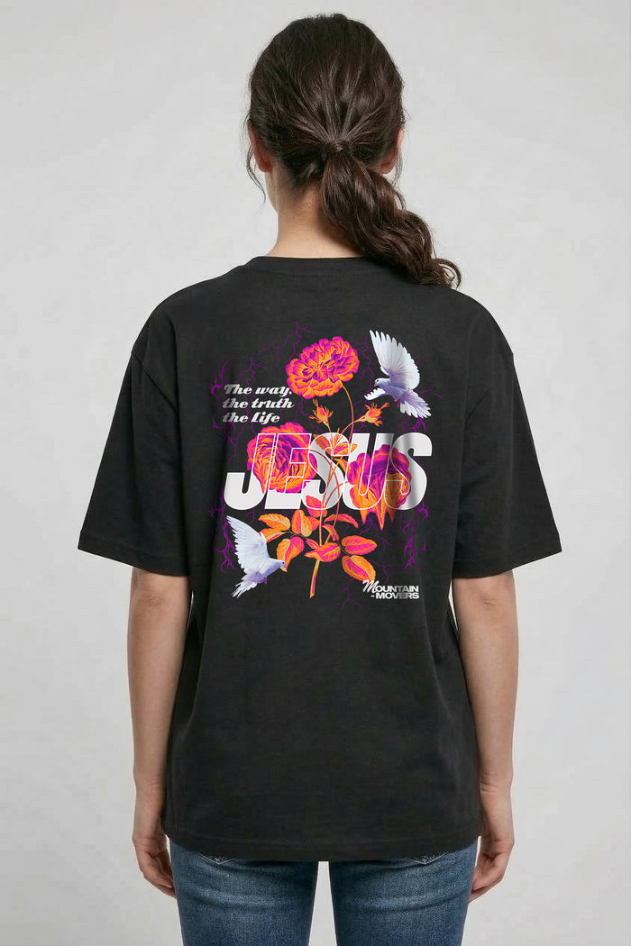 Jesus Flower Oversized Shirt BackPrint