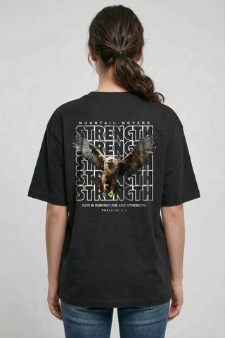 Strength Eagle Oversized Shirt Backprint, christliche Streetwear von Mountain Movers