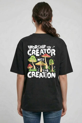 Worship the Creator Oversized Shirt BackPrint, christliche Streetwear von Mountain Movers