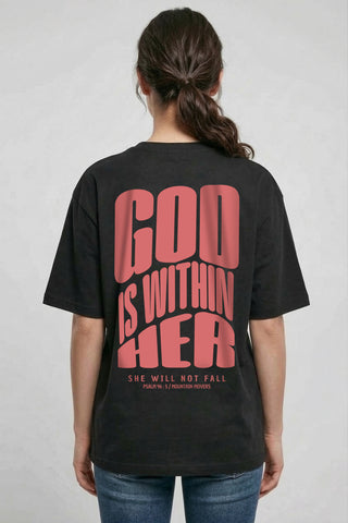 God is within her Oversized Shirt BackPrint, christliche Streetwear von Mountain Movers