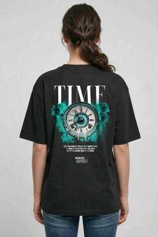 Time Streetwear Oversized Shirt BackPrint im Lifestyle Look, Mountain Movers DACH