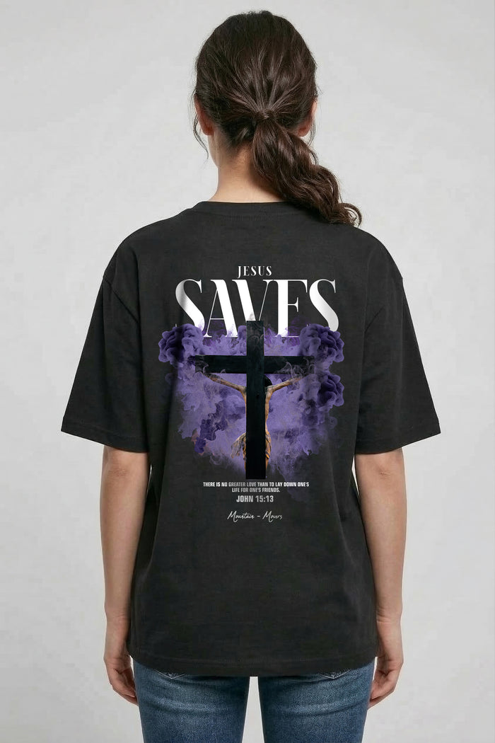 Jesus Saves Streetwear Oversized Shirt Back & Frontprint