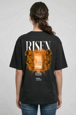 Risen Streetwear Oversized Shirt BackPrint im Lifestyle Look, Mountain Movers DACH