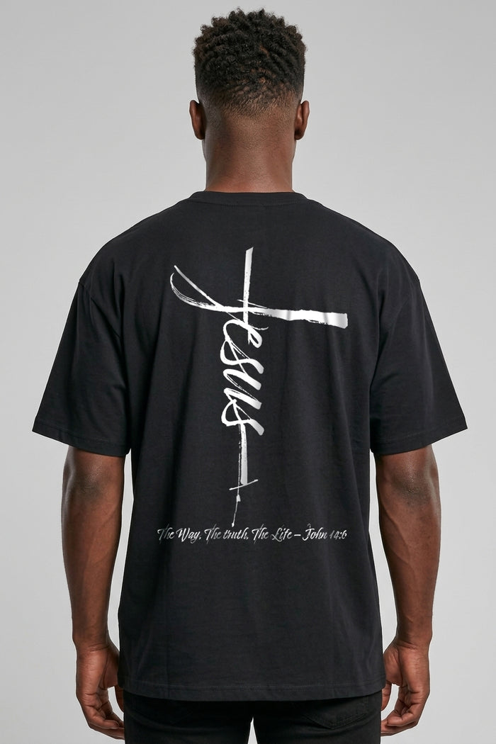 Jesus cross over Oversized Shirt Backprint