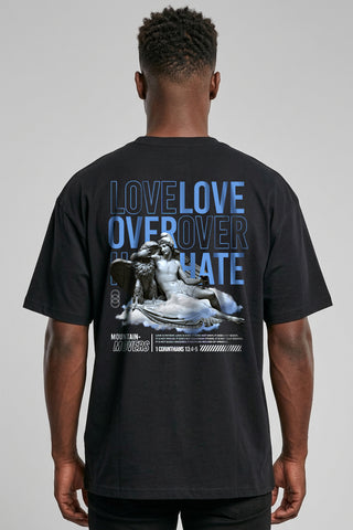 Love over Hate Oversized Shirt Front- & Backprint, christliche Streetwear von Mountain Movers