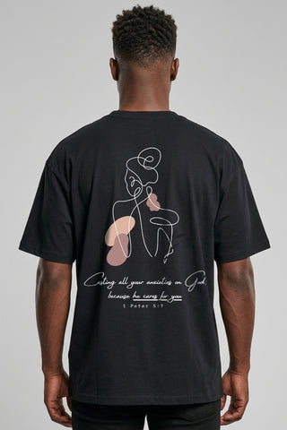 He cares for you Oversized Shirt BackPrint im Lifestyle Look, Mountain Movers DACH