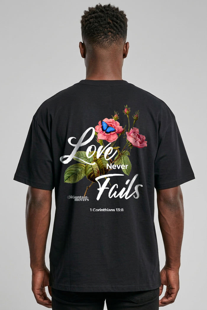 Love never fails bloemen Oversized Shirt Rugprint