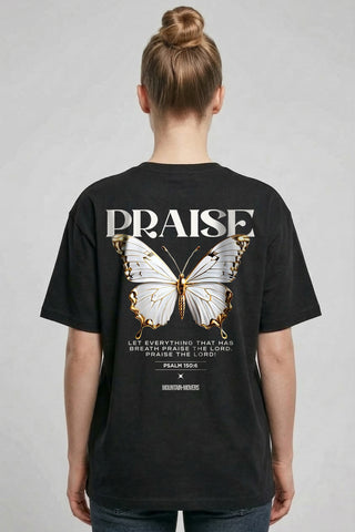 Praise the Lord Butterfly Oversized Shirt BackPrint