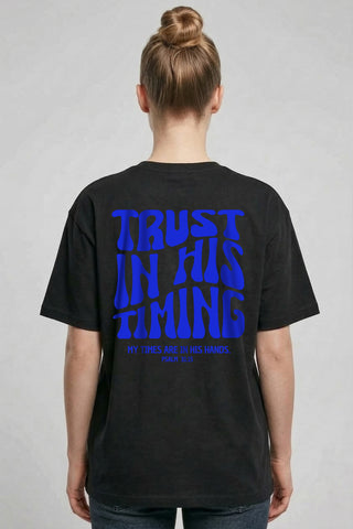 Trust in his Timing Oversized Shirt BackPrint, christliche Streetwear von Mountain Movers