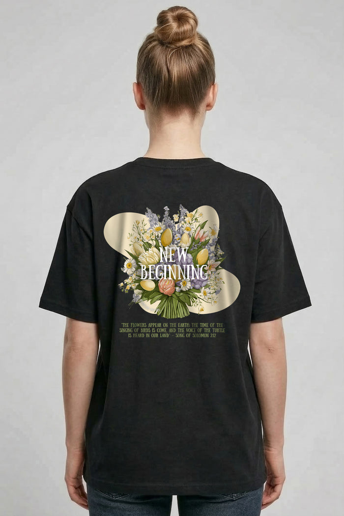 New Beginning Flower Oversized Shirt Backprint